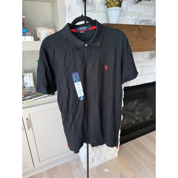 U.S. Polo Assn. Men's Black Cotton Relaxed Fit Ultimate Pique Polo Shirt Size L - Picture 4 of 8